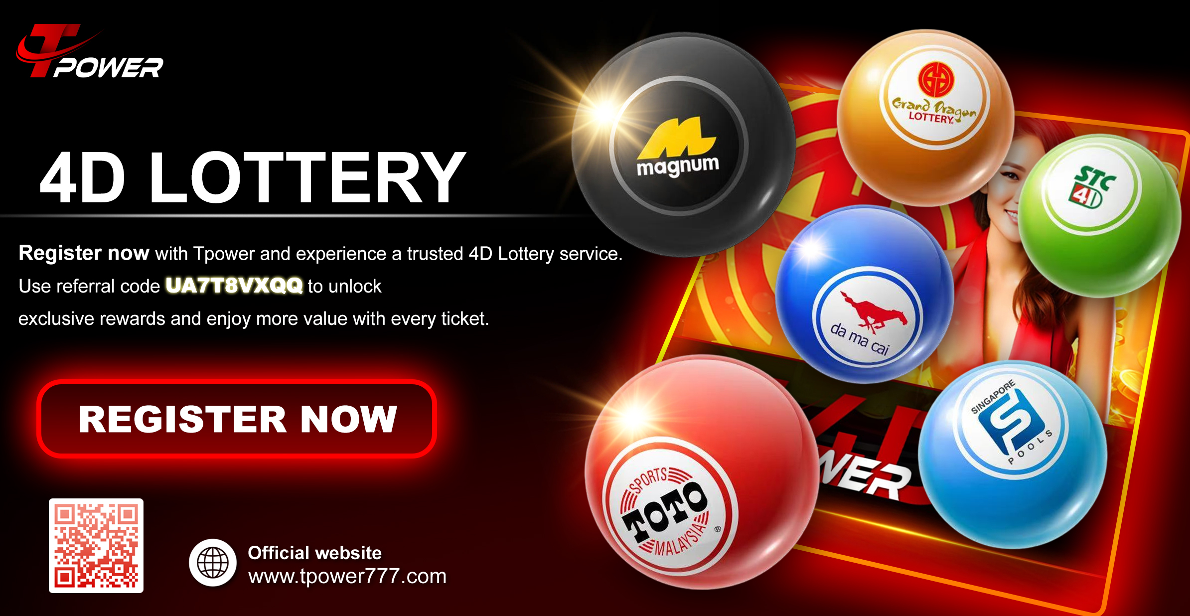 TPower777 4D Lottery Banner – Place Your Lucky Number Bets Securely in Malaysia