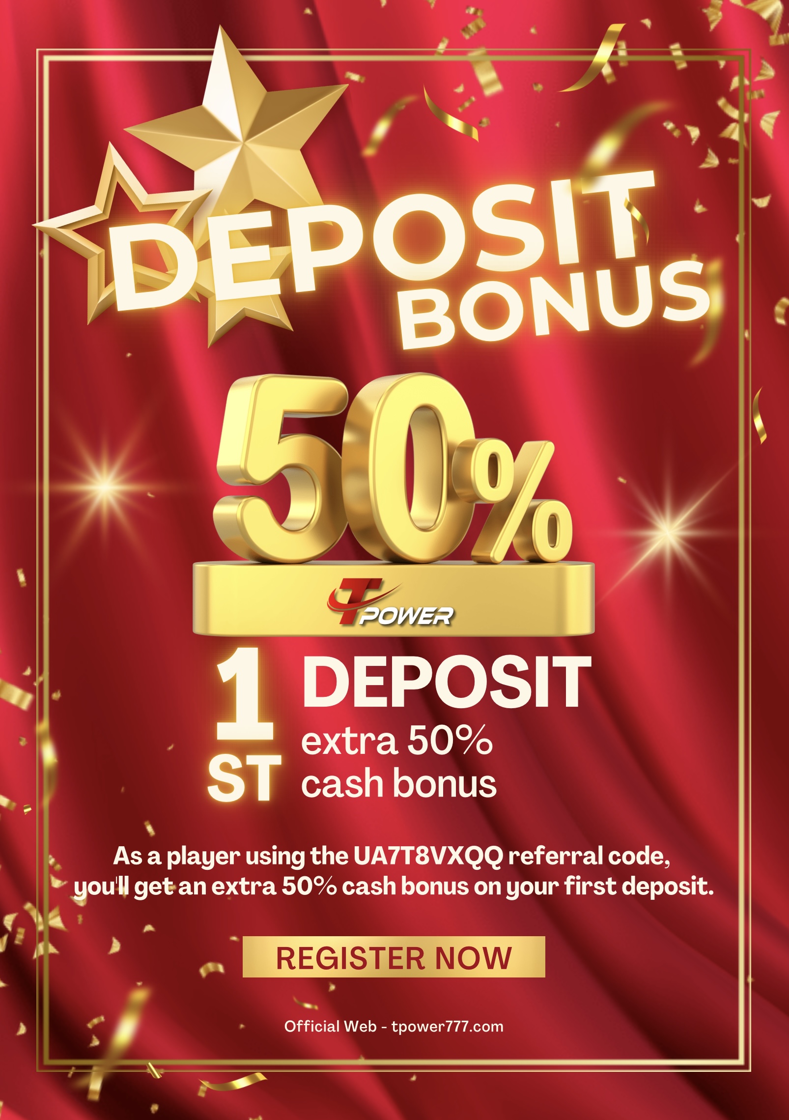 โบนัสเงินฝากครั้งแรก 50% สุดพิเศษของคุณ!